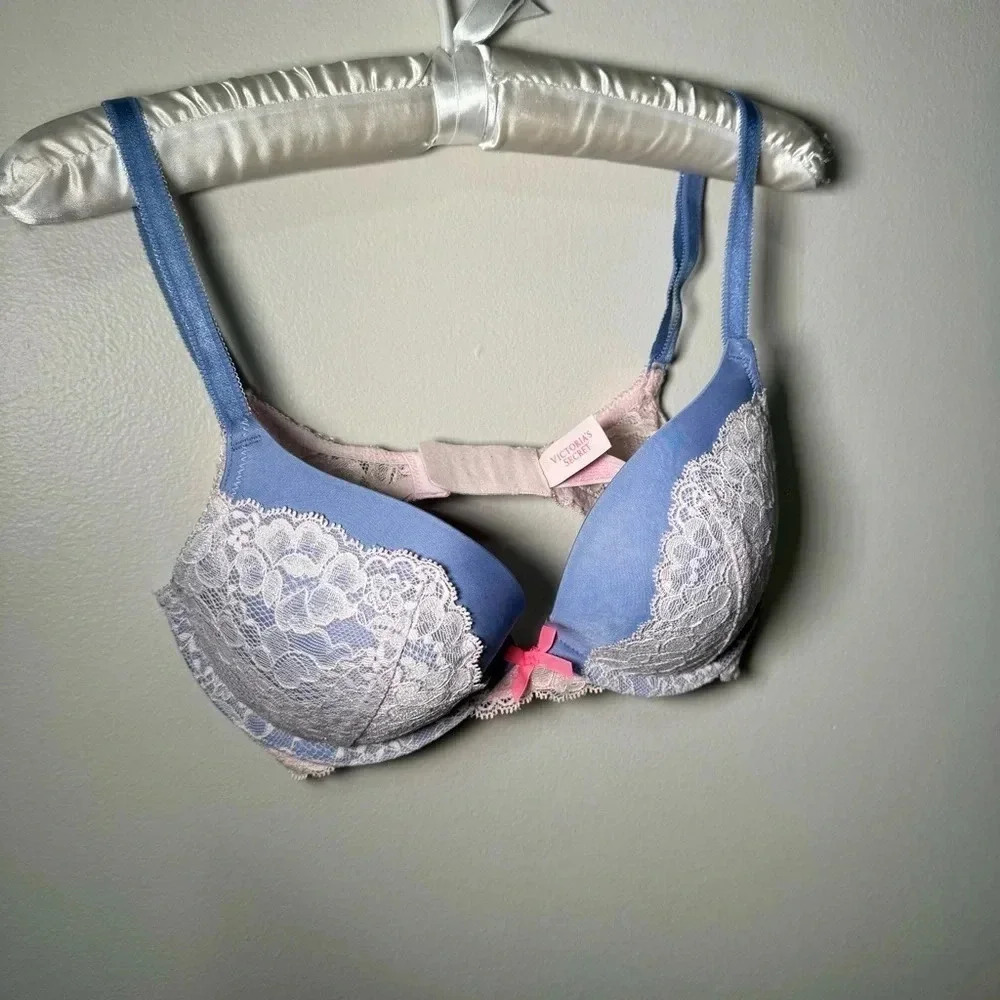Victoria secret lavender pink lace  push up bra 32D - Picture 3 of 6